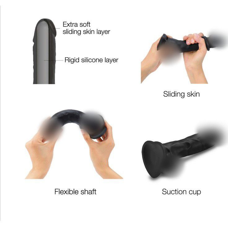  Фаллоимитатор Strap-On-Me Realistic Dildo с подвижной кожей, черный L, 19 см