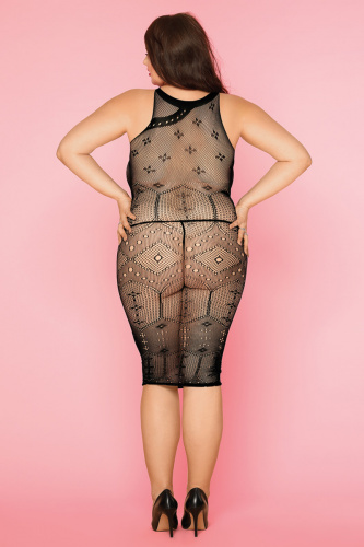  Платье-сетка и стринги Candy Girl Spice черные, 2XL