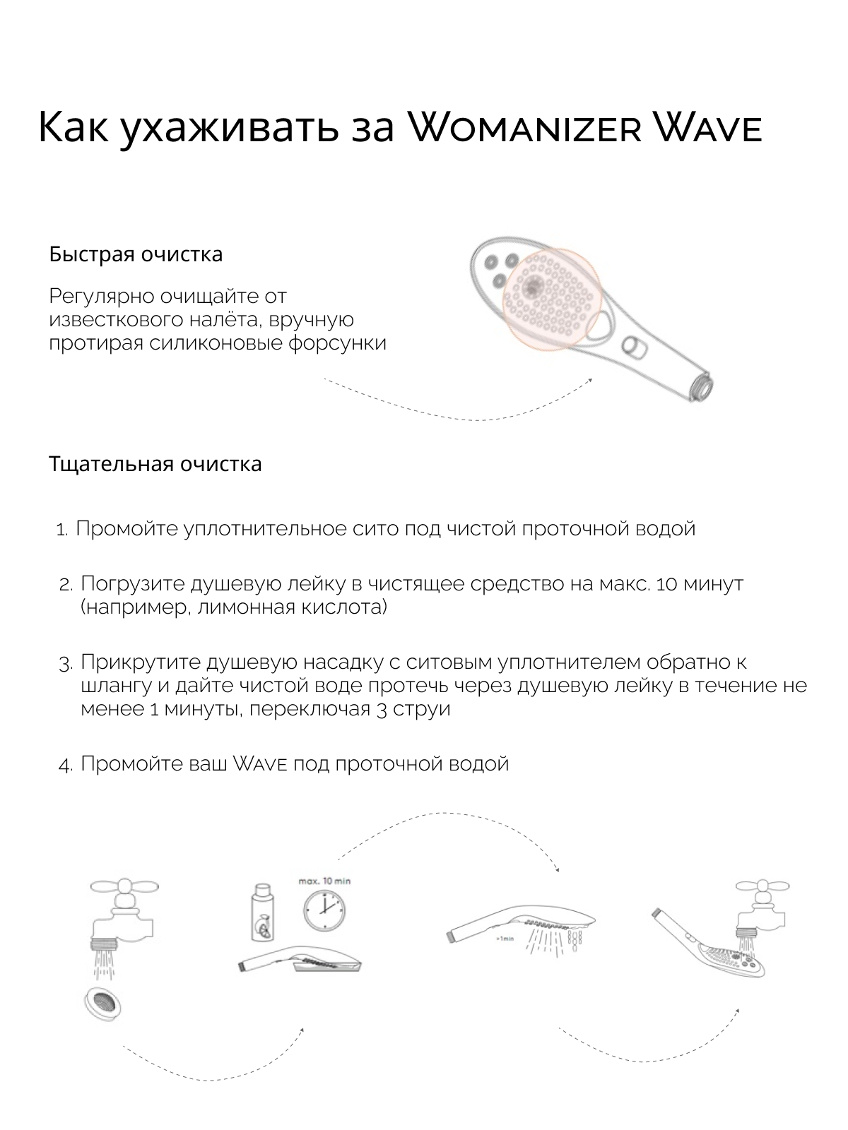  Womanizer Wave Насадка для душа, черная