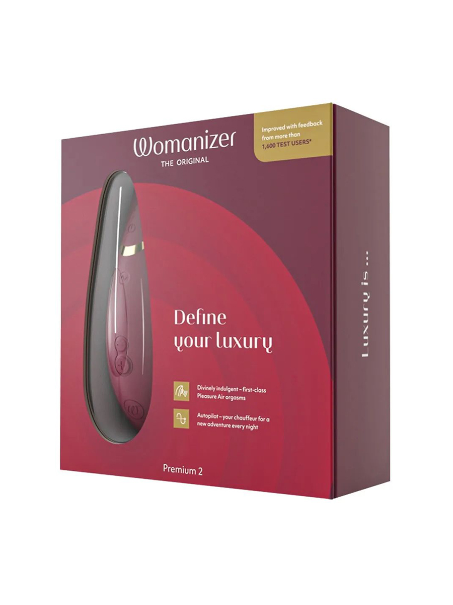  Womanizer Premium 2 Бесконтактный клиторальный стимулятор, перезаряжаемый, бордовый