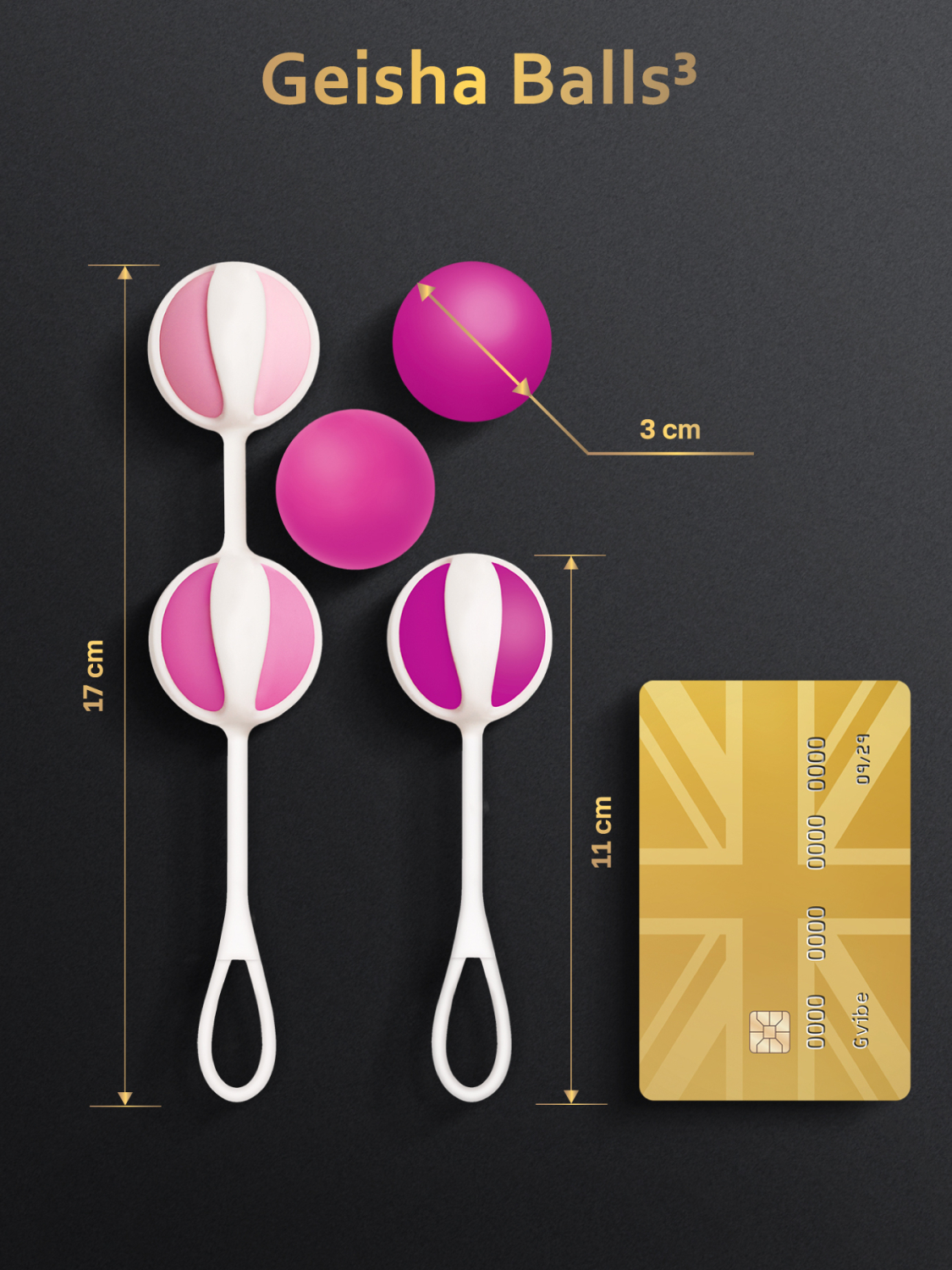  Gvibe Geisha Balls 3 - Вагинальные шарики, набор из 5-ти шариков D-3см.