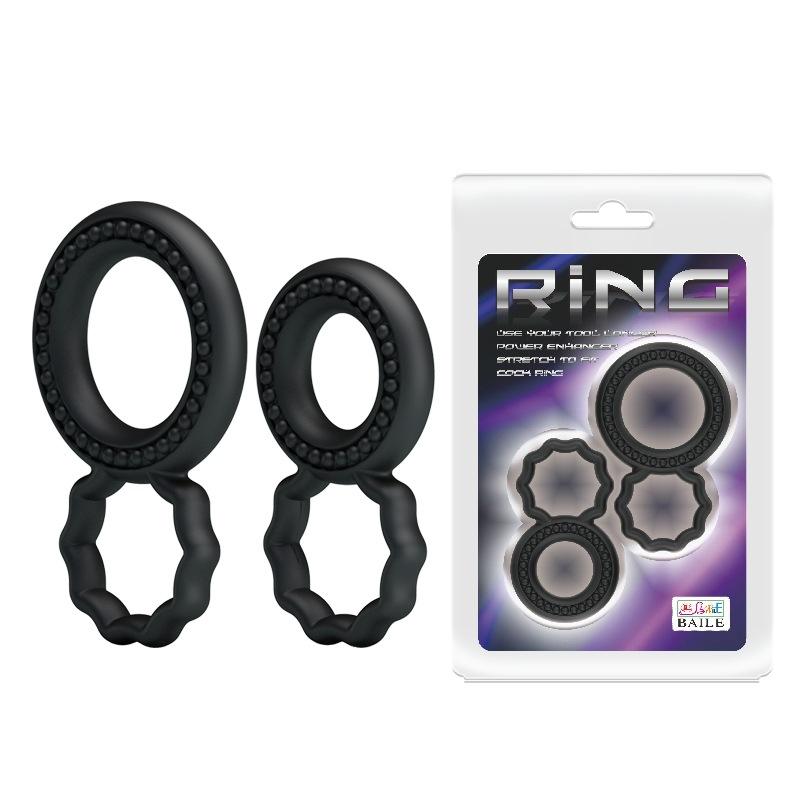  Набор эрекционных колец RING, черный силикон