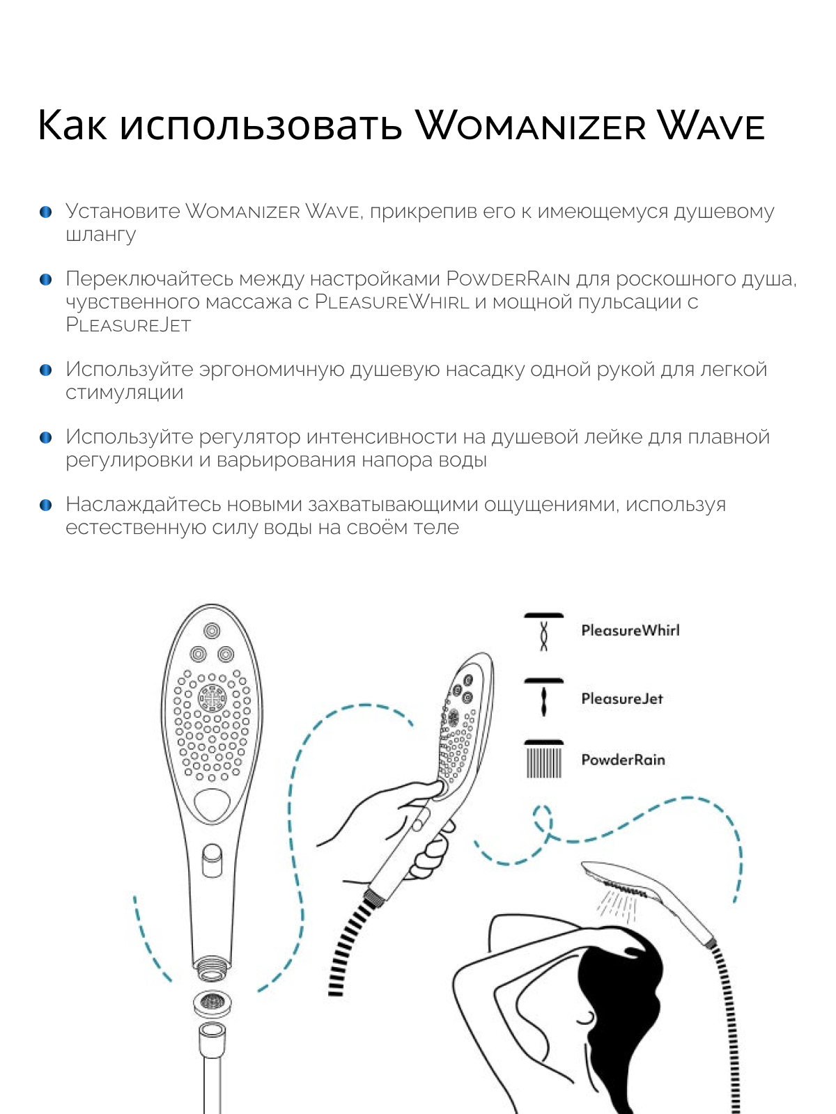  Womanizer Wave Насадка для душа, серебристая