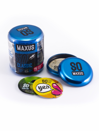  MAXUS Classic, Презервативы латексные, классические, с железным кейсом, 15 шт.