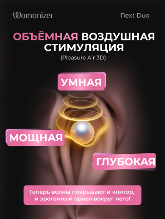  Womanizer Next Duo Бесконтактный клиторальный стимулятор, перезаряжаемый, фиолетовый