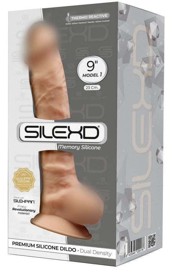  SileXD Model 1 "9",Реалистичный фаллоимитатор с эффектом памяти , телесный, раб.дл.18 см., D- 3,7см.